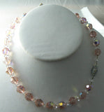 Vintage Antique Rose Pink Ab Crystal Necklace - Vintage Lane Jewelry