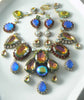 Unusual Czech Glass Neon Ab Necklace Earring Set - Vintage Lane Jewelry