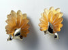 Vintage Topaz Molded Cabochon Flower Earrings - Vintage Lane Jewelry
