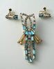 Vintage Blue Rhinestone Necklace Earring Set Gf Signed Phyllis - Vintage Lane Jewelry
