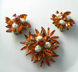 Vintage Judy Lee Orange Layered Demi Parure - Vintage Lane Jewelry