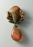 Stunning Vintage Regency Peach Glass Brooch - Vintage Lane Jewelry