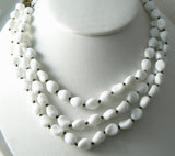 Miraim Haskell 3 Strand Milk Glass Necklace - Vintage Lane Jewelry