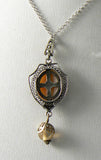 Vintage Sterling Silver Shell Cameo Pendant Necklace - Vintage Lane Jewelry