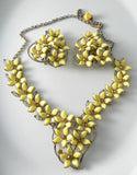Vintage Yellow Plastic Flower Necklace And Earring Set - Vintage Lane Jewelry