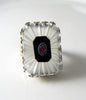 Vintage Ruby, Onyx Camphor Glass Sterling Ring - Vintage Lane Jewelry