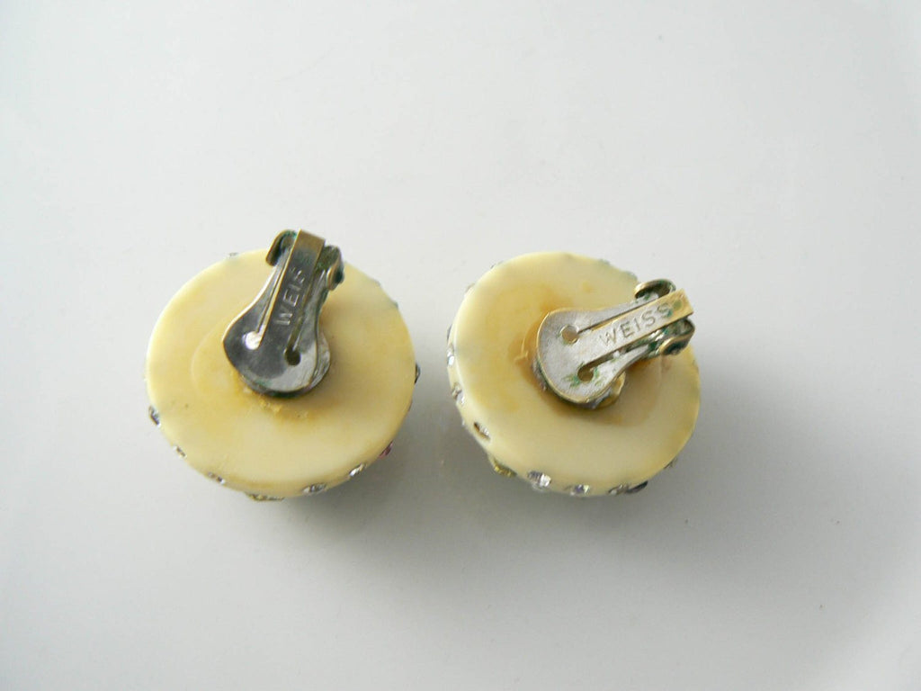 Vintage Weiss Celluloid Clamper And Earrings Set - Vintage Lane Jewelry