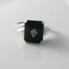 Vintage Art Deco Sterling Onyx And Diamond Ring - Vintage Lane Jewelry