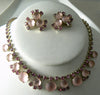 Vintage Necklace Earring Pink Glass Rhinestone Earring Set - Vintage Lane Jewelry