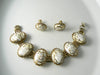 Vintage Gold And White Confetti Glass Bracelet And Earring Set - Vintage Lane Jewelry