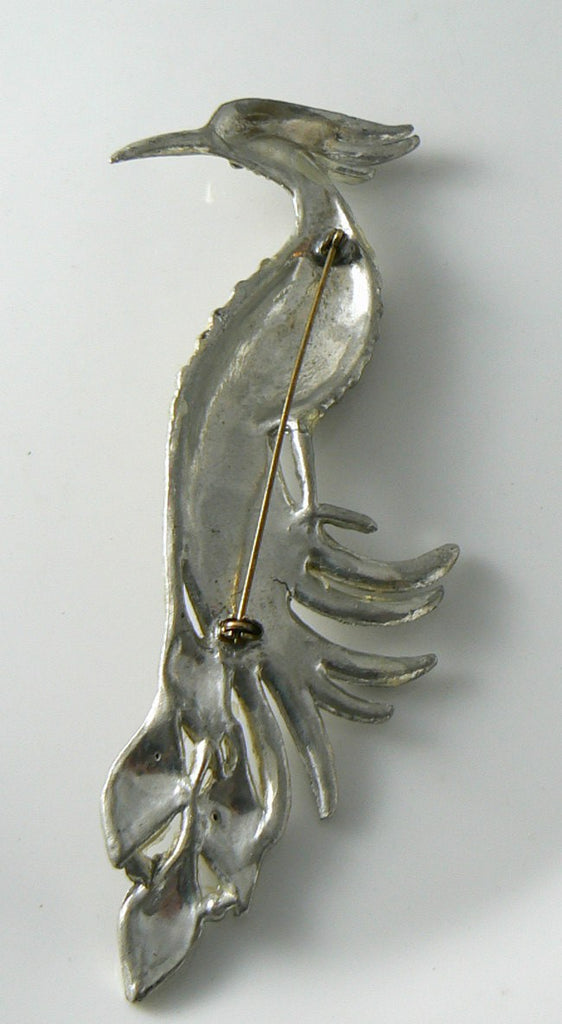 Huge Pot Metal Paste Rhinestone Book Piece Bird Brooch - Vintage Lane Jewelry