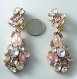 Czech glass blush pink rhinestone earrings - Vintage Lane Jewelry