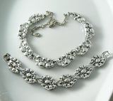 Vintage Lisner Gray Borealis Rhinestone Necklace And Bracelet Set - Vintage Lane Jewelry
