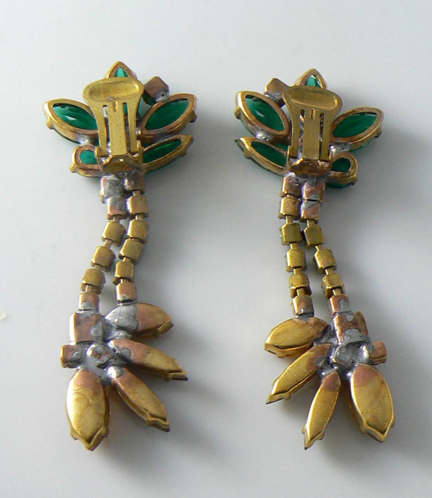 Czech Glass Sunflower Rhinestone Earrings - Vintage Lane Jewelry