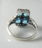 Blue Topaz Victorian Revival Sterling Silver Ring, Art Deco - Vintage Lane Jewelry