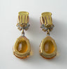 Czech Glass Amber And Pink Rhinestone Earrings - Vintage Lane Jewelry