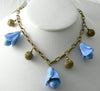 Vintage Plastic Blue Bells Drops & Brass Filigree Beads Necklace - Vintage Lane Jewelry