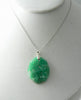 Vintage Jade Glass Floral Pendant, White G.f. Chain Necklace - Vintage Lane Jewelry