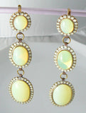 Large Pierced Style Czech Vaseline Uranium Glass Earrings - Vintage Lane Jewelry