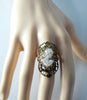 Vintage Carved Shell Italian Filigree Ring - Vintage Lane Jewelry