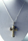 Elegant Cubic Zirconia Cross Pendant And Sterling Chain - Vintage Lane Jewelry