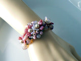 Haskell Era Germany Pink Glass And Faux Pearl Bracelet - Vintage Lane Jewelry