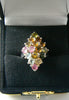 Sterling Silver 5ct Tourmaline Cluster Cocktail Ring - Vintage Lane Jewelry