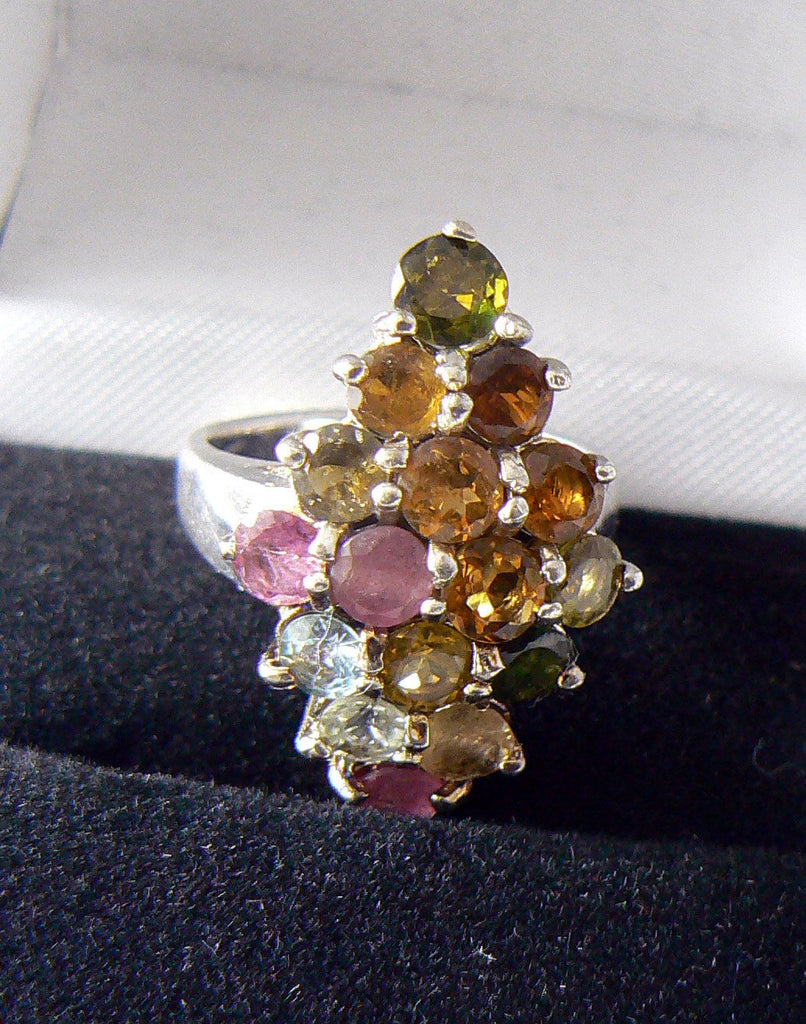 Sterling Silver 5ct Tourmaline Cluster Cocktail Ring - Vintage Lane Jewelry