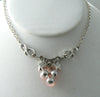 1940's Coro Pink Moonglow Grapes & Rhinestones Pendant Necklace - Vintage Lane Jewelry