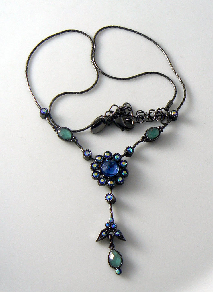 Pretty Lia Sophia Borealis Rhinestone Flower Necklace - Vintage Lane Jewelry