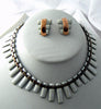 Matisse Copper White Enamel Modernist Necklace Earring Set - Vintage Lane Jewelry