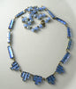 Vintage Art Deco Cornflower Blue Step Glass Necklace - Vintage Lane Jewelry