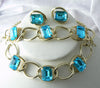 Vintage Aqua-blue Baguette Rhinestone Parure - Vintage Lane Jewelry