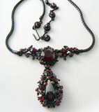 Vintage Hollycraft 1958 Red On Black Enameled Necklace - Vintage Lane Jewelry