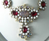 Czech Ruby Red And White Glass Statement Necklace - Vintage Lane Jewelry