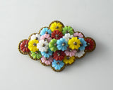 Vintage Czechoslovakia Multi Color Layered Glass Flower Brooch - Vintage Lane Jewelry