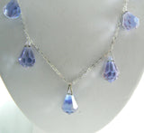 Art Deco Czech Sterling Silver Glass Drop Necklace - Vintage Lane Jewelry