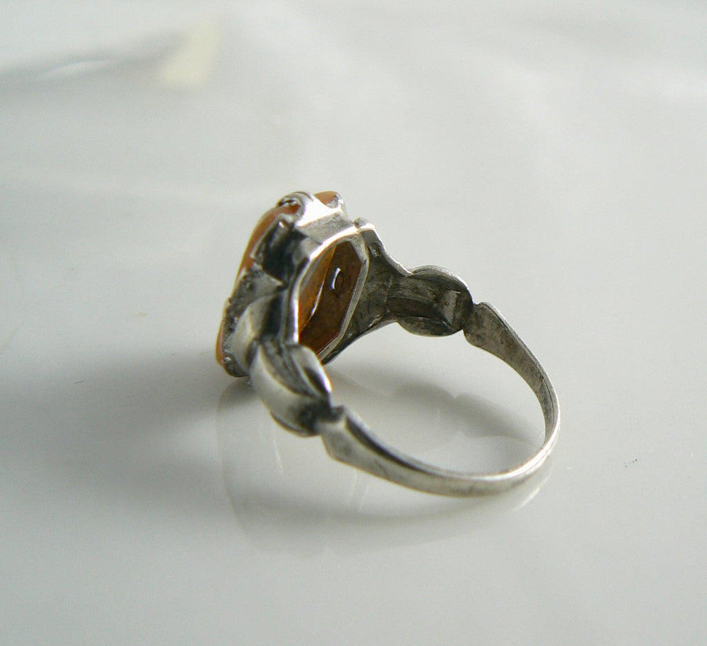 Vintage Victorian Sterling Marked 925 Carved Cameo Ring - Vintage Lane Jewelry