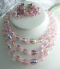 Laguna Pink Borealis Glass Parure - Vintage Lane Jewelry