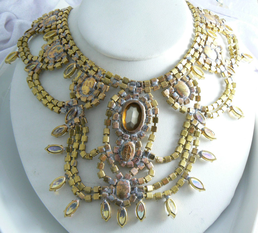 Beautiful Czech Glass Borealis Statement Necklace And Earrings - Vintage Lane Jewelry