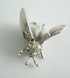 Hattie Carnegie Vintage Rhinestone Trembler Fly Brooch - Vintage Lane Jewelry