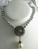 Miriam Haskell Two Tone Baroque Pearl Lavaliere Teardrop Necklace - Vintage Lane Jewelry