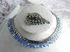 Beautiful Blue Rhinestone And Crystal Vintage Necklace Brooch Set - Vintage Lane Jewelry