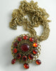 Romantic Blood Red Glass Cab Festooned Necklace - Vintage Lane Jewelry