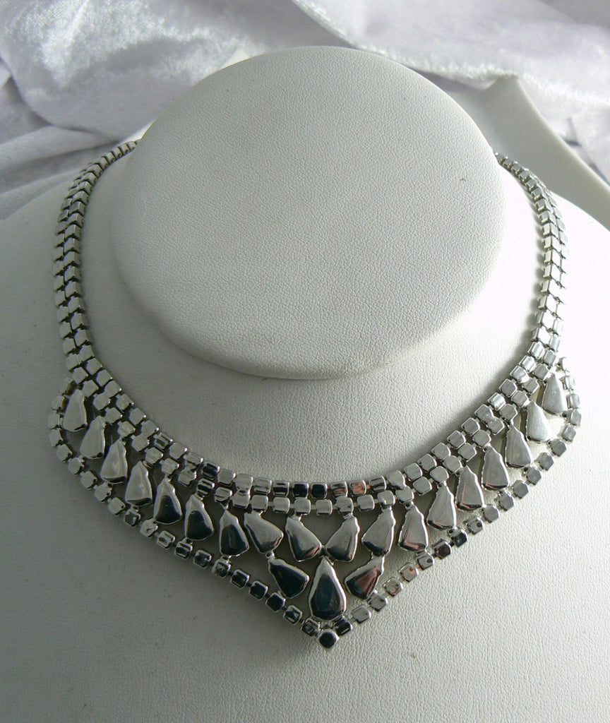 Vintage Signed Weiss Fiery Rhinestone Bib Collar Necklace - Vintage Lane Jewelry