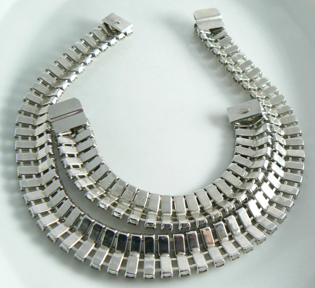 Chunky Kramer Rhinestone Necklace and bracelet set - Vintage Lane Jewelry