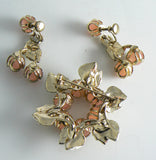 Vintage Pink Moonglow Lucite Enamel Brooch Dangle Earrings Set - Vintage Lane Jewelry