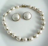Miriam Haskell Large Baroque Pearl Necklace And Earring Set - Vintage Lane Jewelry