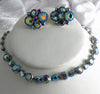 Unsigned Weiss Ab Rhinestone Necklace Earring Set - Vintage Lane Jewelry