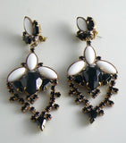 Black And White Czech Glass Earrings - Vintage Lane Jewelry